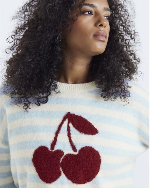 Simply Be Gray Cherry Stripe Jumper