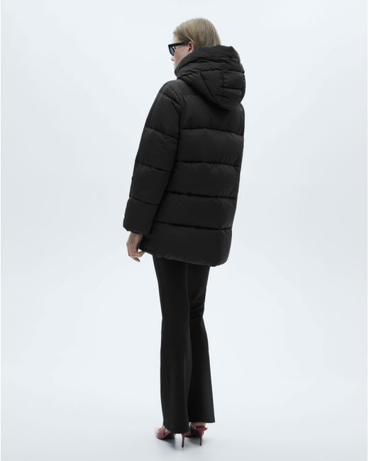 Mango Blue Quilted Anorak Puffer With Hood