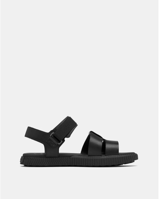 Sorel Black Ona Ave Ankle Strap Flat Sandal