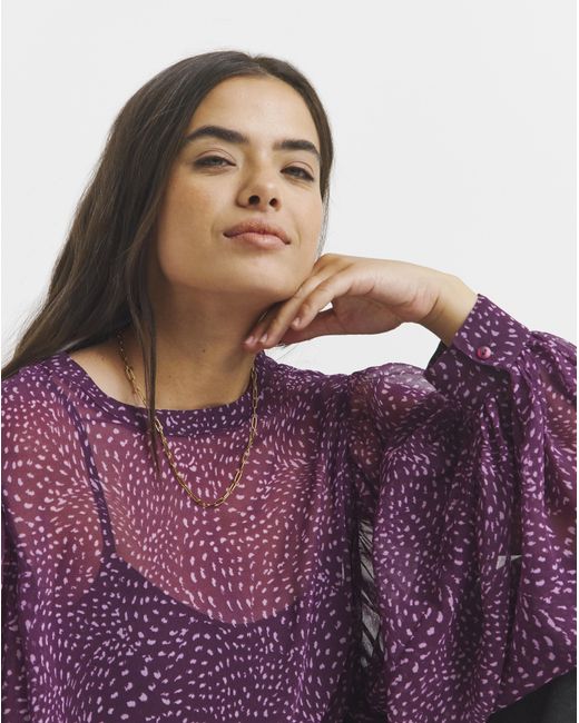 Simply Be Purple Exaggerated Sleeve Blouse