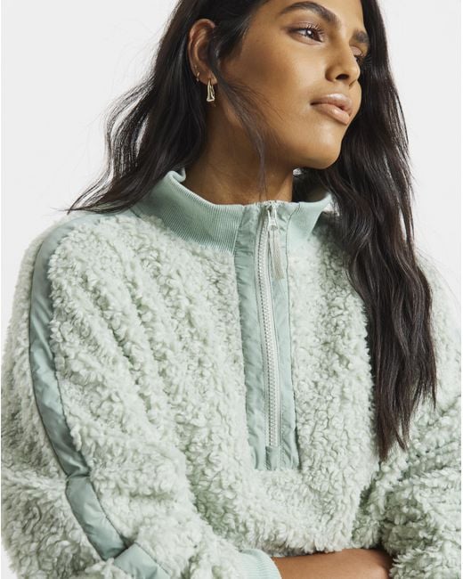Simply Be Green Teddy Fleece Zip Sweatshirt