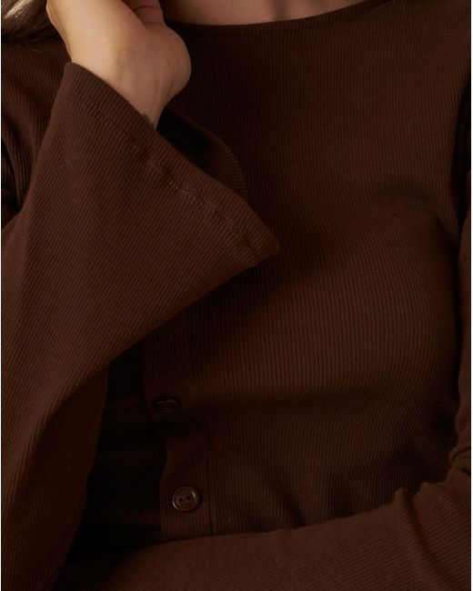 Nobody's Child Brown Asymetric Knit Top