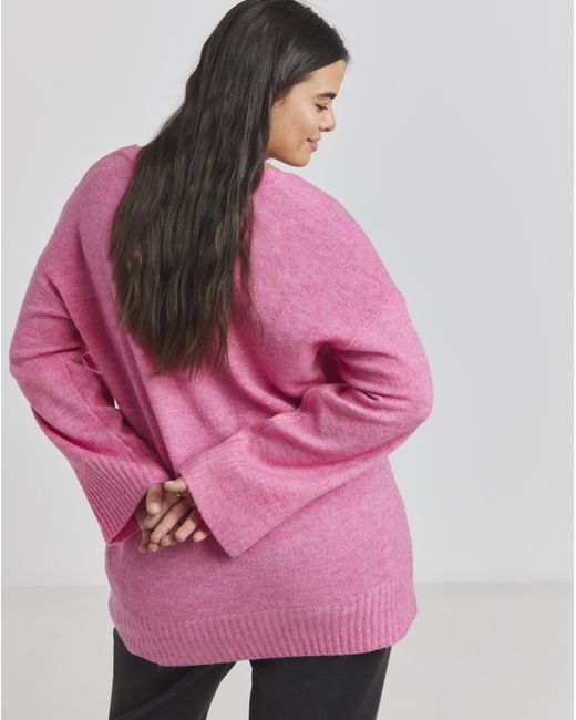 Simply Be Pink Slouchy V Neck Longline Jumper