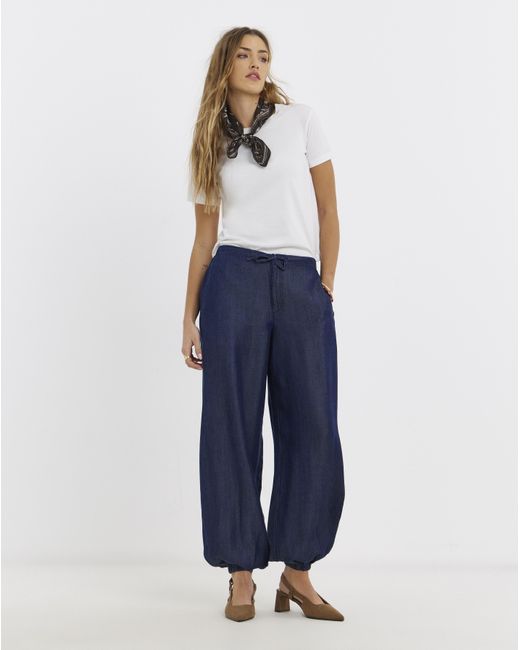Simply Be Blue Lyocell Denim Balloon Jeans