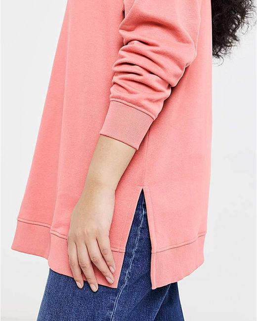 Simply Be Pink Side Split Sweatshirt Tunic