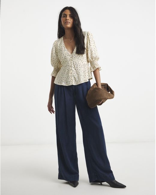 Simply Be Brown Shirred Sleeve Tea Blouse