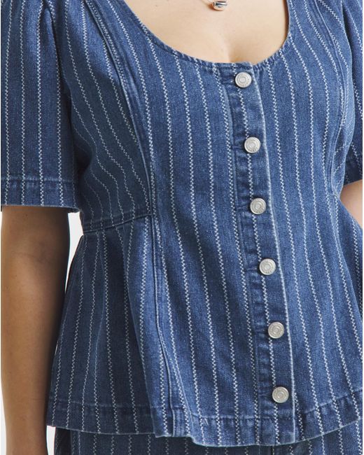 Simply Be Blue Denim Peplum Top