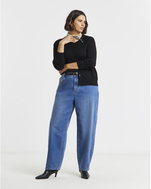 Simply Be Blue Mid Wash Stretch Tapered Jeans