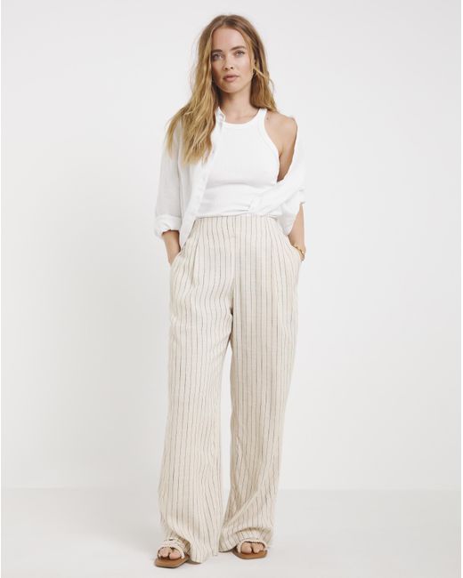 Simply Be Multicolor Pleated Linen Mix Wide Leg Trouser