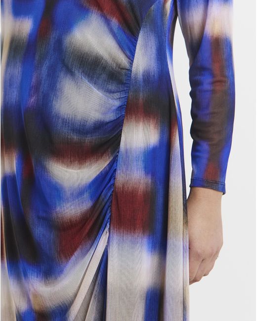 Simply Be Blue Ruched Mesh Midi Dress