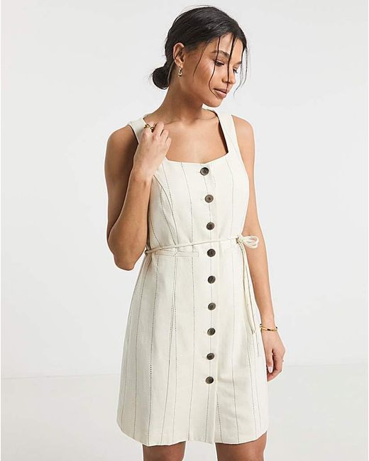 Simply Be Blue Linen Look Tailored Dress