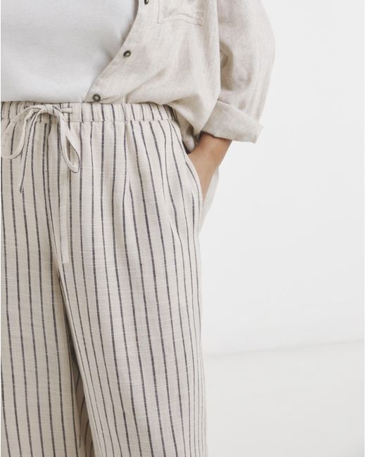 Simply Be Natural Neutral Stripe Barrel Trouser