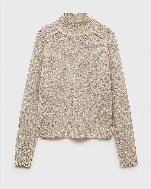 Mango White Creme High Neck Sweater