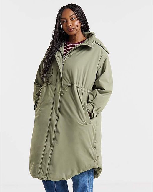 Simply Be Green Fleece Lined Padded Parka Coat