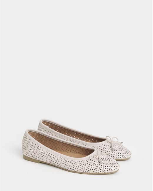 JD Williams White Lasercut Ballerina Wide