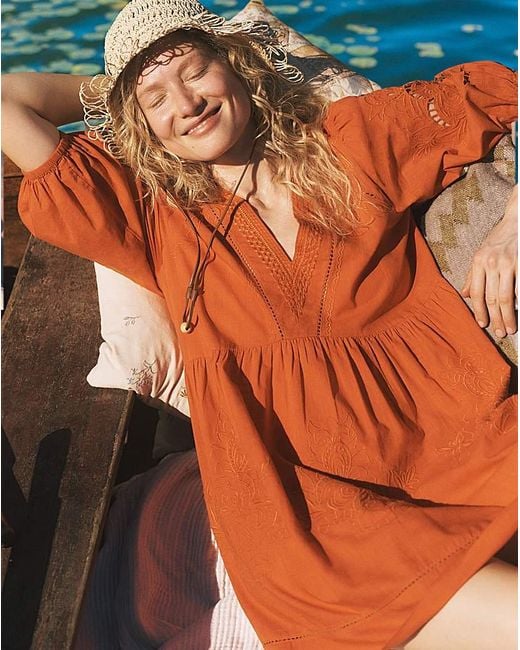 Monsoon Orange Noelle Embroidered Mini Dress