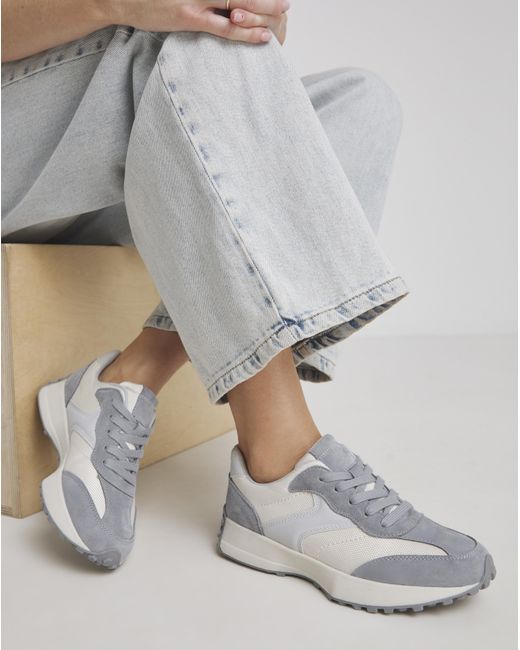 Simply Be Gray Retro Runner Trainer Wide Fit