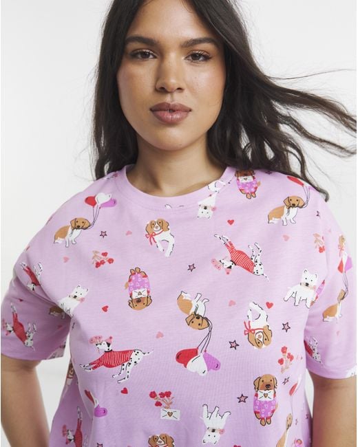 Simply Be Pink Dog Print Pyjama Set