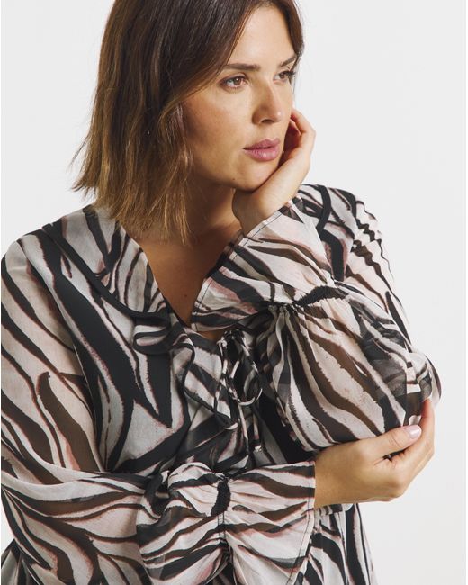 Simply Be White Print Georgette Frill Skater Dress