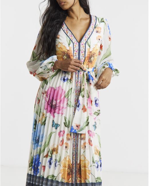 Joanna Hope White Pleated Maxi Dress