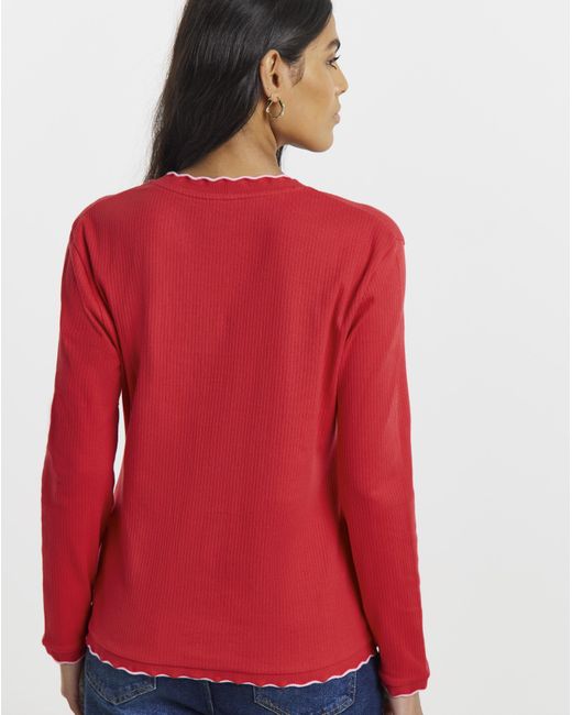 Simply Be Red Scallop Edge Button Through Top