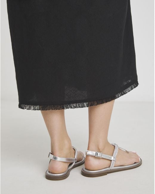 Simply Be Black Diamante Sparkly Toe Post Sandal Exwide
