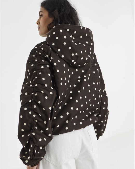 Simply Be Black Polka Dot Hooded Wind Breaker