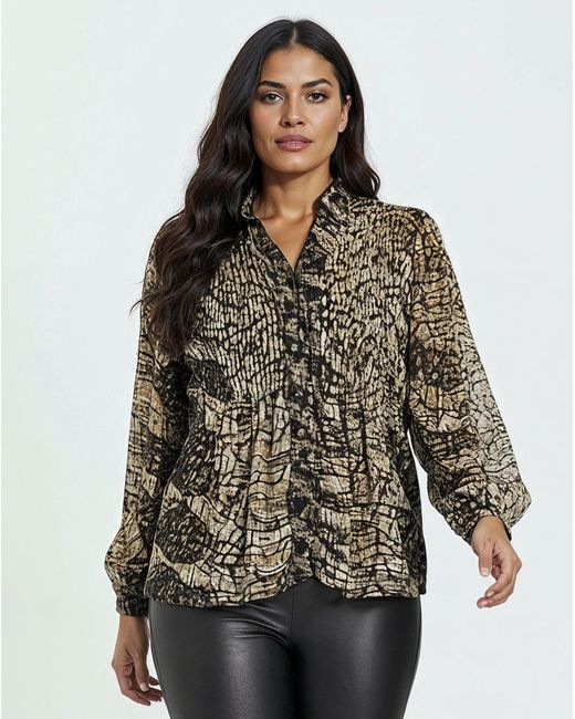 Religion Brown Pleated Ruffle Shirt