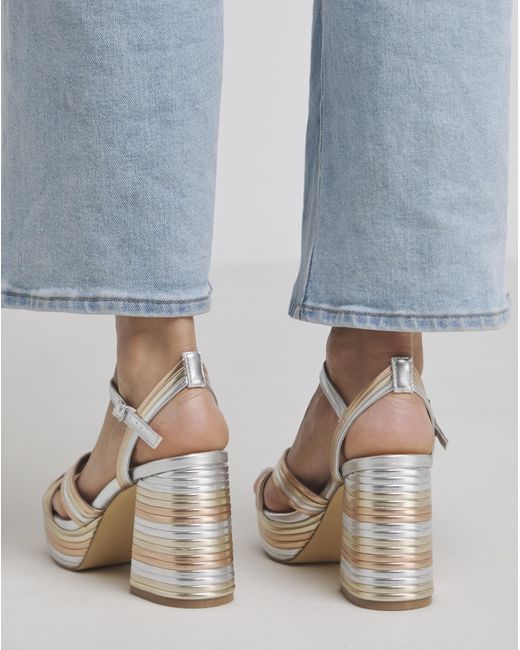 Simply Be Blue Multi Strap Platform Heel Extra Wide