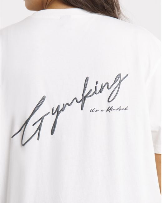 Gym King White Mindset Boyfriend T-Shirt