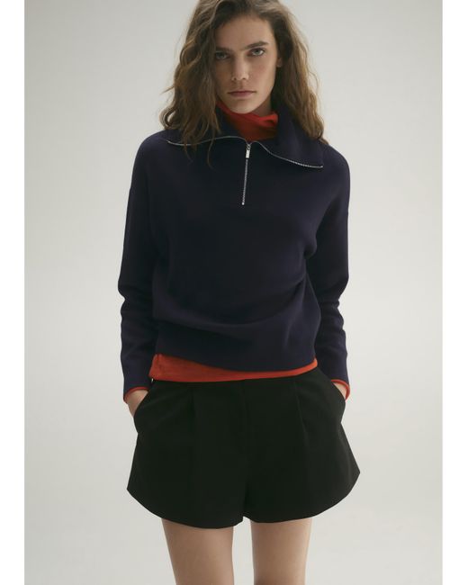 Mango Blue Latitas Zip Up Sweater