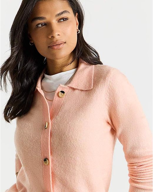 Simply Be Orange Button Through Collar Cardigan
