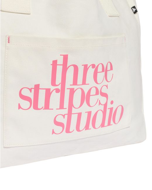 Adidas White 3 Stripe Studio Tote Bag