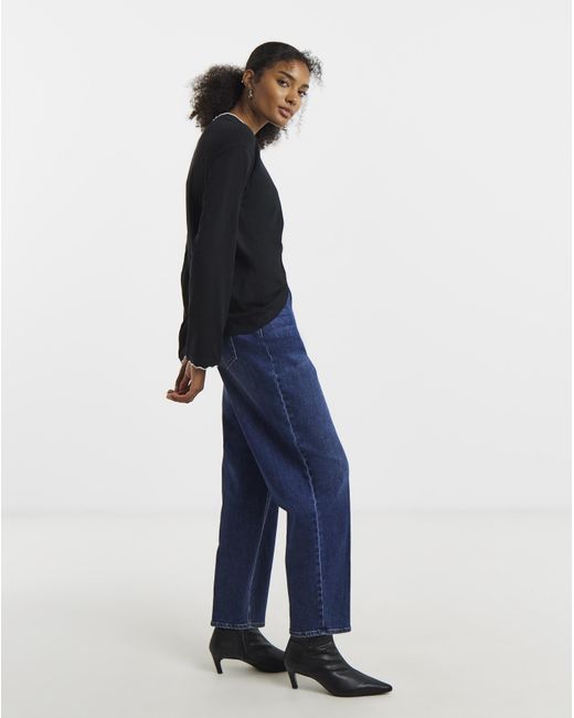 Simply Be Blue Long Sleeve Scallop Edge Top