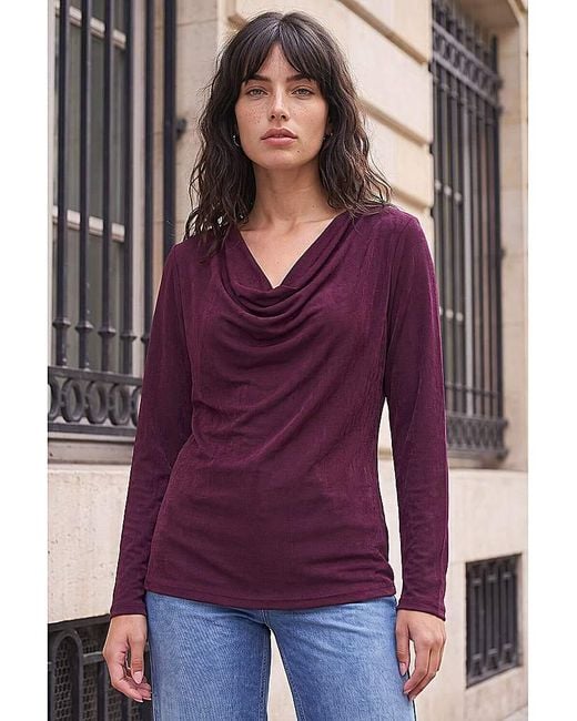 Roman Purple Roman Cowl Neck Top