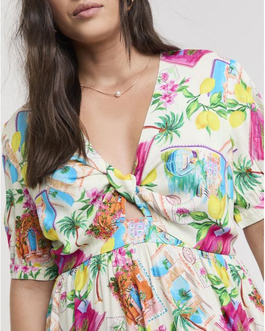Native Youth White Cut Out Twist Midi Dress