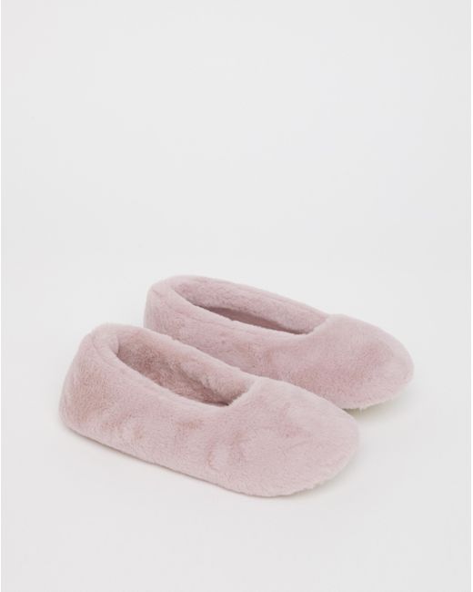 Simply Be Pink Fluffy Ballerina Slipper Wide