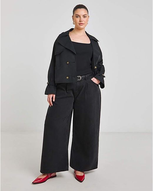 Simply Be Black Cropped Trench