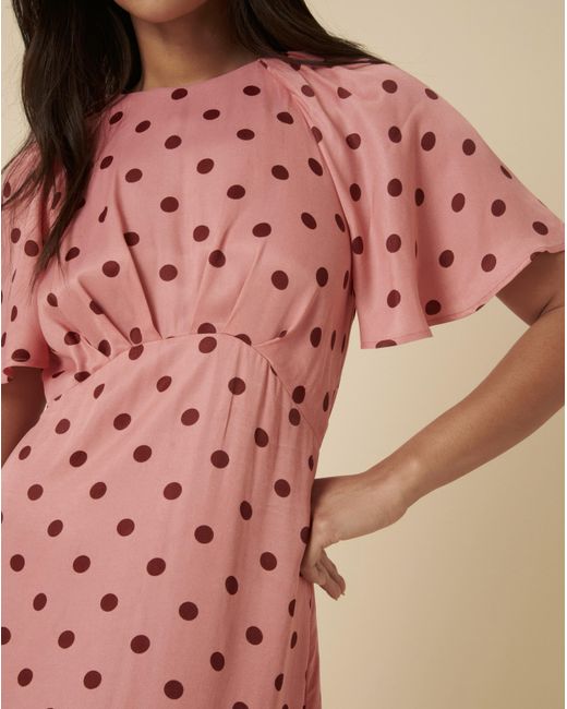 Nobody's Child Pink Maderia Spot Midi Dress