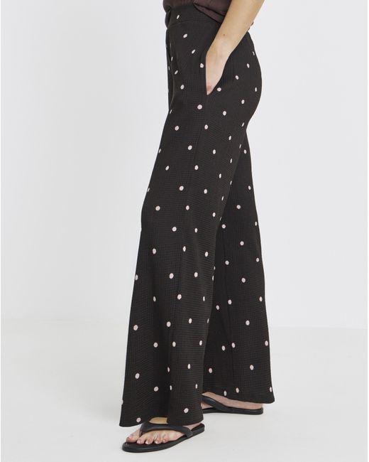 Simply Be Black Jersey Textured Wide Leg Trousers