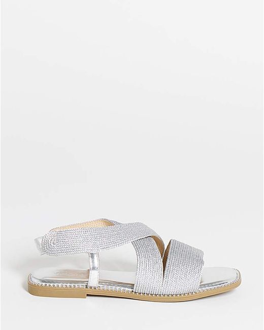 Simply Be White Elasticated Flat Sandals Wide Fit