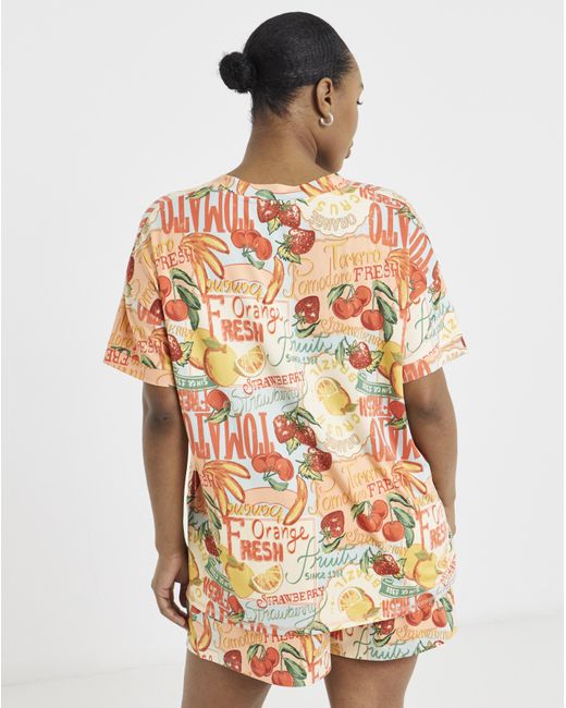 Figleaves Orange Fruit Shortie Pyjama Set