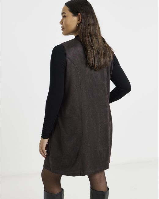 Simply Be Black Suedette Button Through Dress