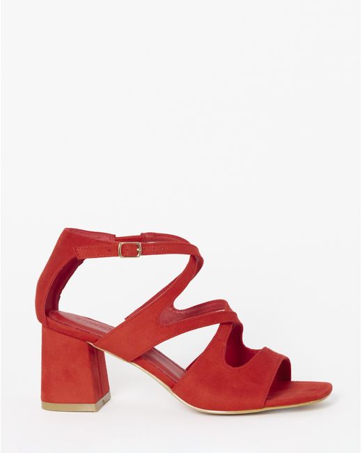 Simply Be Red Cross Over Strappy Heel Extra Wide Fit