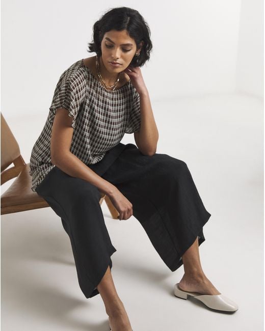 Simply Be Gray Check Chiffon Draped Top