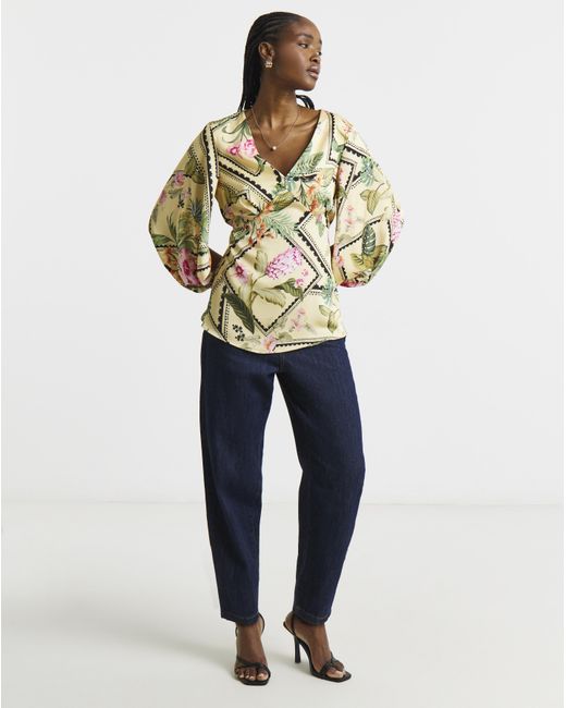 Joanna Hope Natural Printed Blouse