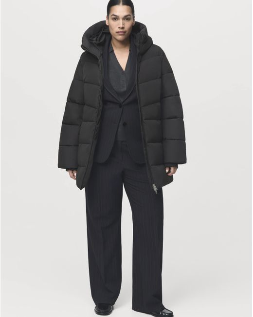 Mango Blue Double Zip Hooded Puffer Coat
