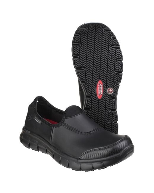 Skechers Workwear Black Skechers Sure Track Slip On Shoe
