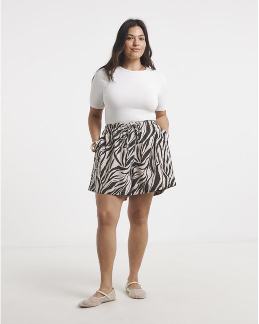 Simply Be White Print Linen Short
