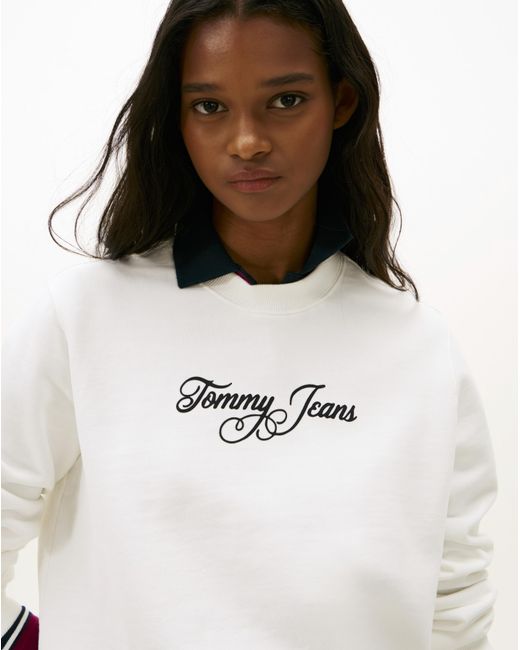 Tommy Hilfiger White Logo Crew Sweatshirt